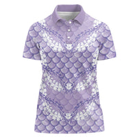 Lilac Mermaid Puakenikeni Maile Lei Women Polo Shirt LT01 Female Purple - Polynesian Pride
