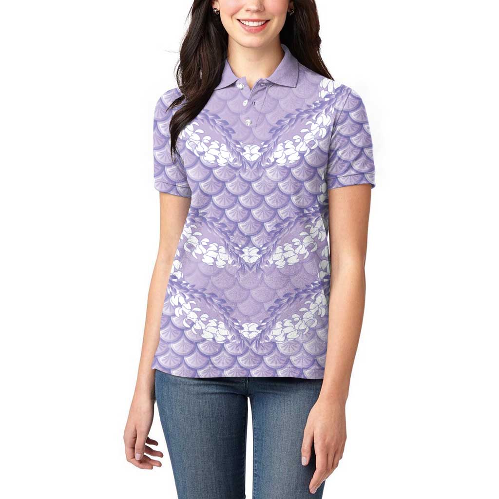 Lilac Mermaid Puakenikeni Maile Lei Women Polo Shirt LT01 - Polynesian Pride