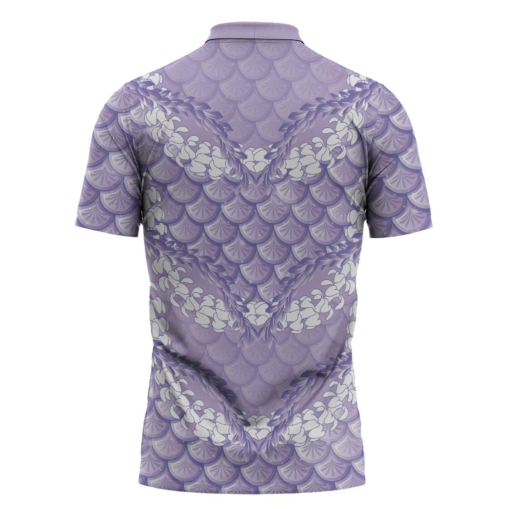 Lilac Mermaid Puakenikeni Maile Lei Zipper Polo Shirt LT01 - Polynesian Pride