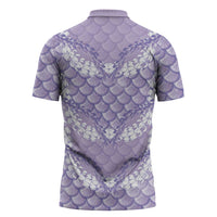 Lilac Mermaid Puakenikeni Maile Lei Zipper Polo Shirt LT01 - Polynesian Pride