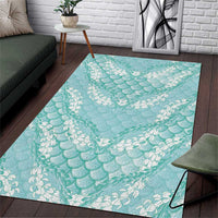 Light Turquoise Mermaid Puakenikeni Maile Lei Area Rug LT01 Turquoise - Polynesian Pride