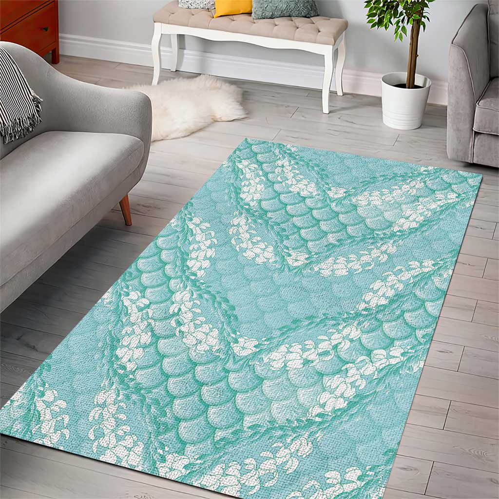 Light Turquoise Mermaid Puakenikeni Maile Lei Area Rug LT01 - Polynesian Pride