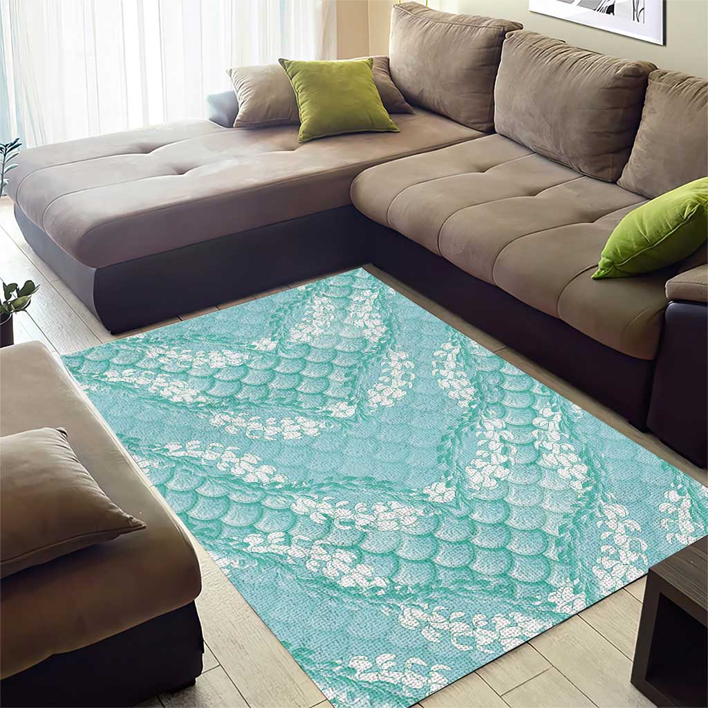 Light Turquoise Mermaid Puakenikeni Maile Lei Area Rug LT01 - Polynesian Pride