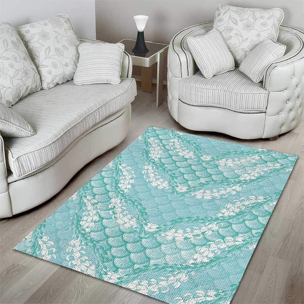 Light Turquoise Mermaid Puakenikeni Maile Lei Area Rug LT01 - Polynesian Pride