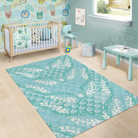Light Turquoise Mermaid Puakenikeni Maile Lei Area Rug LT01 - Polynesian Pride