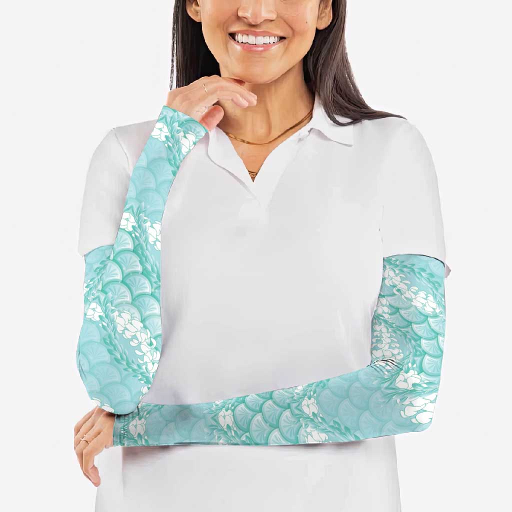 Light Turquoise Mermaid Puakenikeni Maile Lei Arm Sleeves LT01 - Polynesian Pride