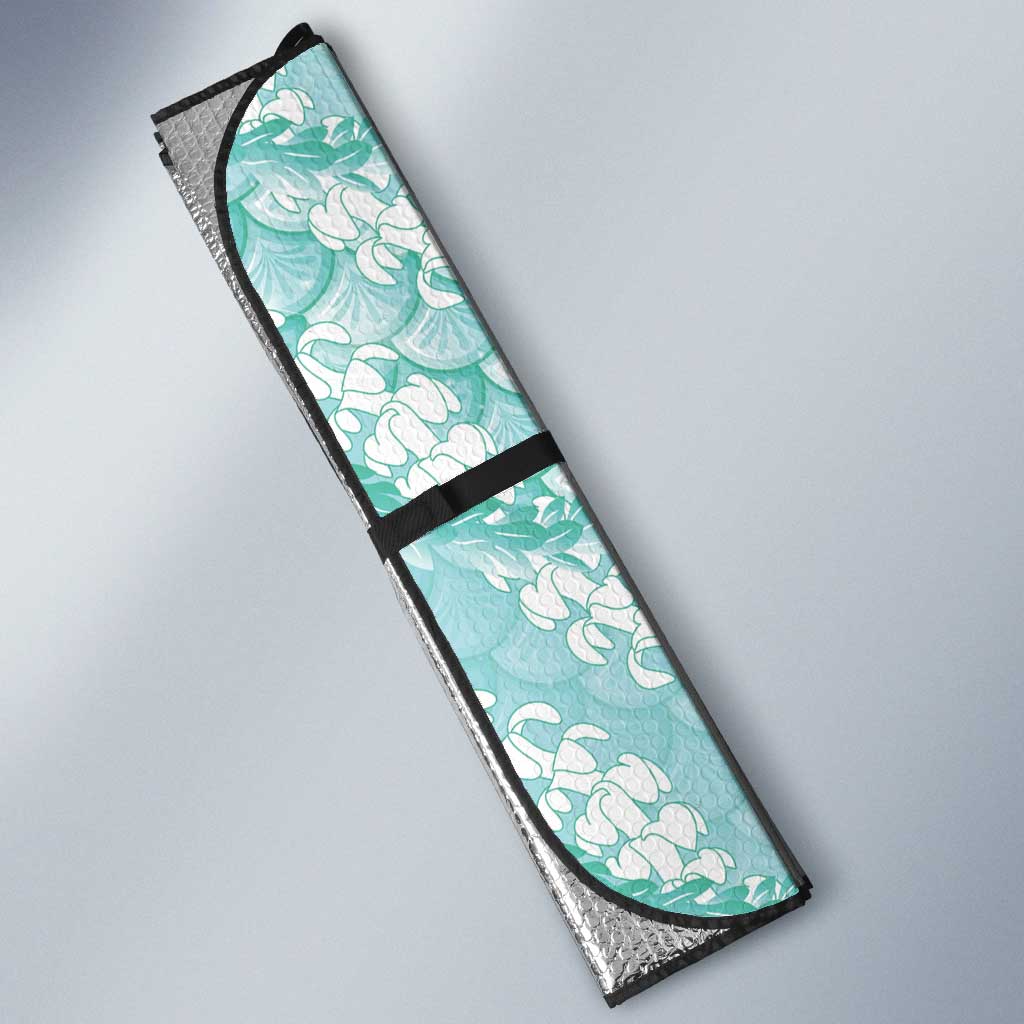 Light Turquoise Mermaid Puakenikeni Maile Lei Auto Sun Shade LT01 - Polynesian Pride