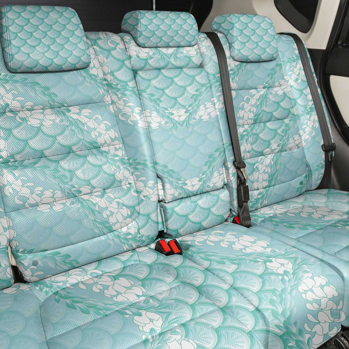 Light Turquoise Mermaid Puakenikeni Maile Lei Back Car Seat Cover LT01 - Polynesian Pride