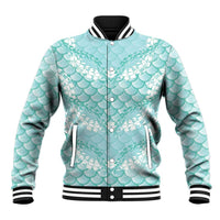Light Turquoise Mermaid Puakenikeni Maile Lei Baseball Jacket