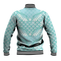 Light Turquoise Mermaid Puakenikeni Maile Lei Baseball Jacket