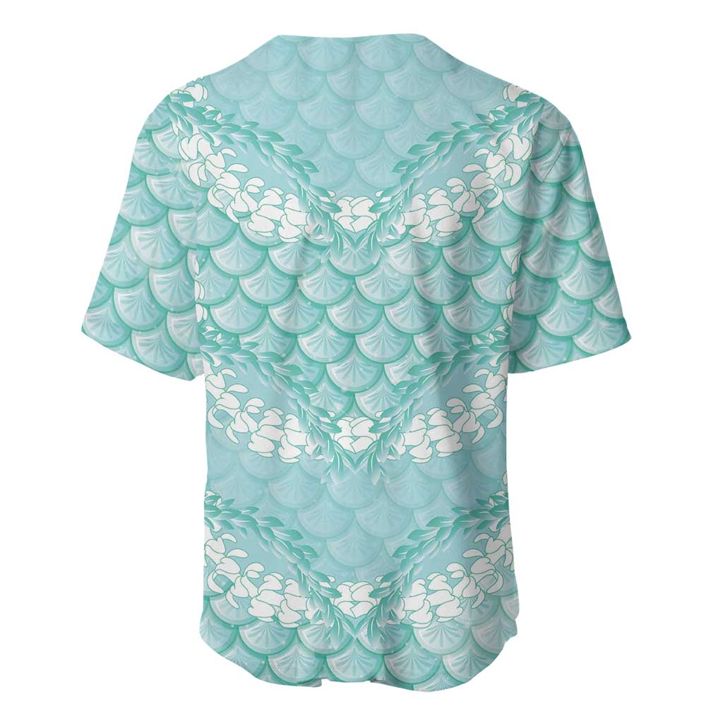 Light Turquoise Mermaid Puakenikeni Maile Lei Baseball Jersey LT01 - Polynesian Pride