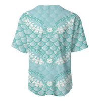 Light Turquoise Mermaid Puakenikeni Maile Lei Baseball Jersey LT01 - Polynesian Pride