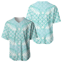 Light Turquoise Mermaid Puakenikeni Maile Lei Baseball Jersey LT01 - Polynesian Pride
