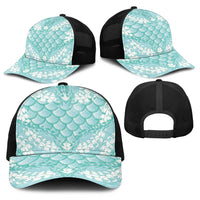 Light Turquoise Mermaid Puakenikeni Maile Lei Baseball Net Cap LT01 - Polynesian Pride