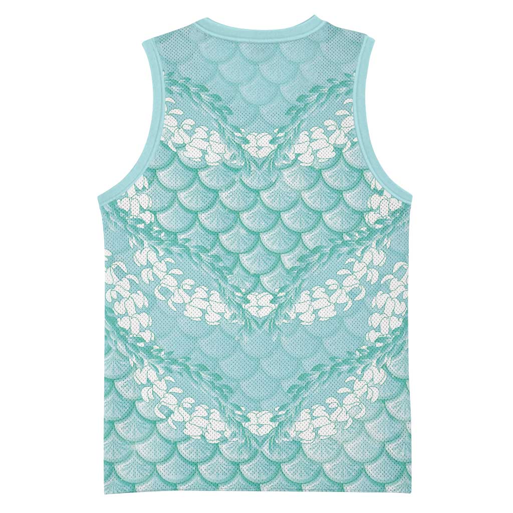 Light Turquoise Mermaid Puakenikeni Maile Lei Basketball Jersey LT01 - Polynesian Pride
