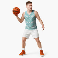 Light Turquoise Mermaid Puakenikeni Maile Lei Basketball Jersey LT01 - Polynesian Pride