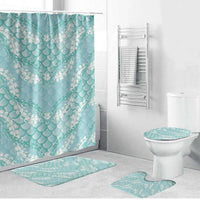 Light Turquoise Mermaid Puakenikeni Maile Lei Bathroom Set LT01 Bathroom Set (4 pcs) Turquoise - Polynesian Pride