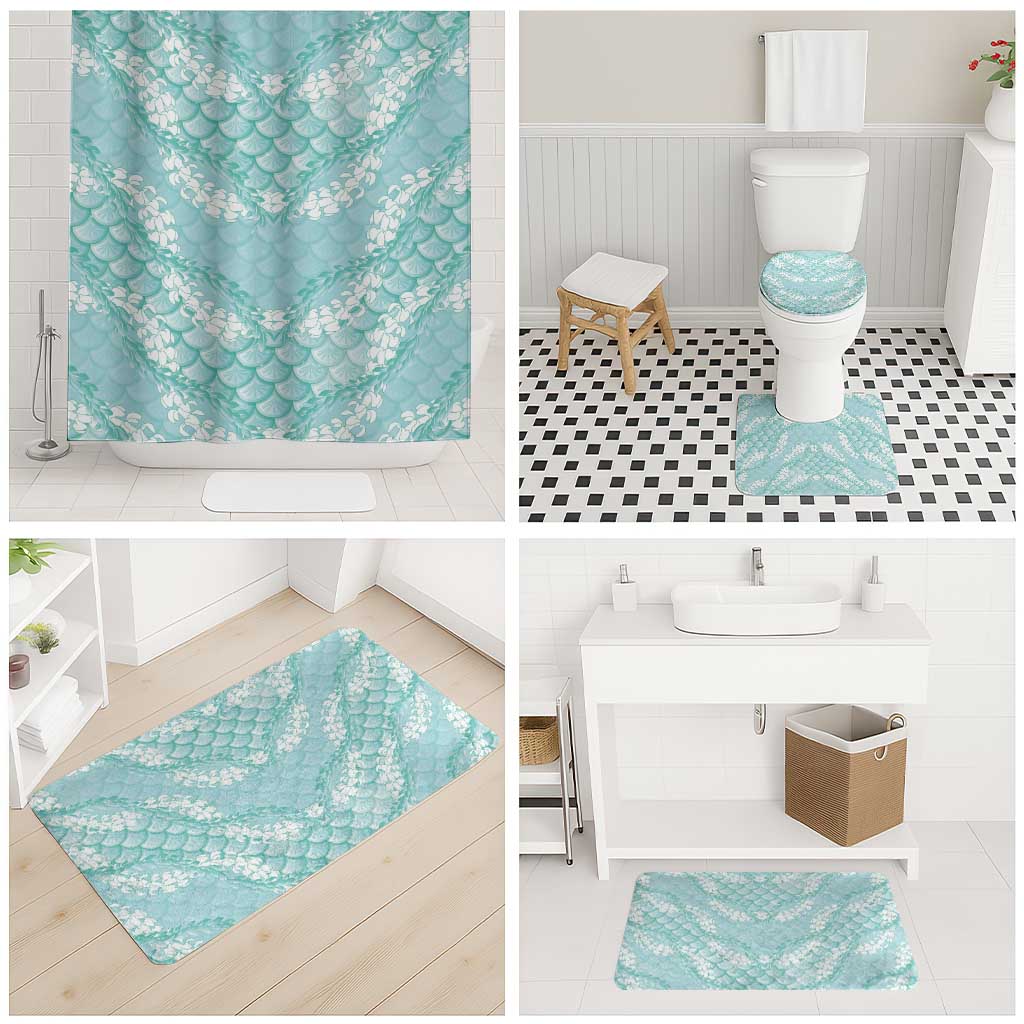 Light Turquoise Mermaid Puakenikeni Maile Lei Bathroom Set LT01 - Polynesian Pride