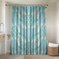Light Turquoise Mermaid Puakenikeni Maile Lei Bathroom Set LT01 Shower Curtain Only Turquoise - Polynesian Pride