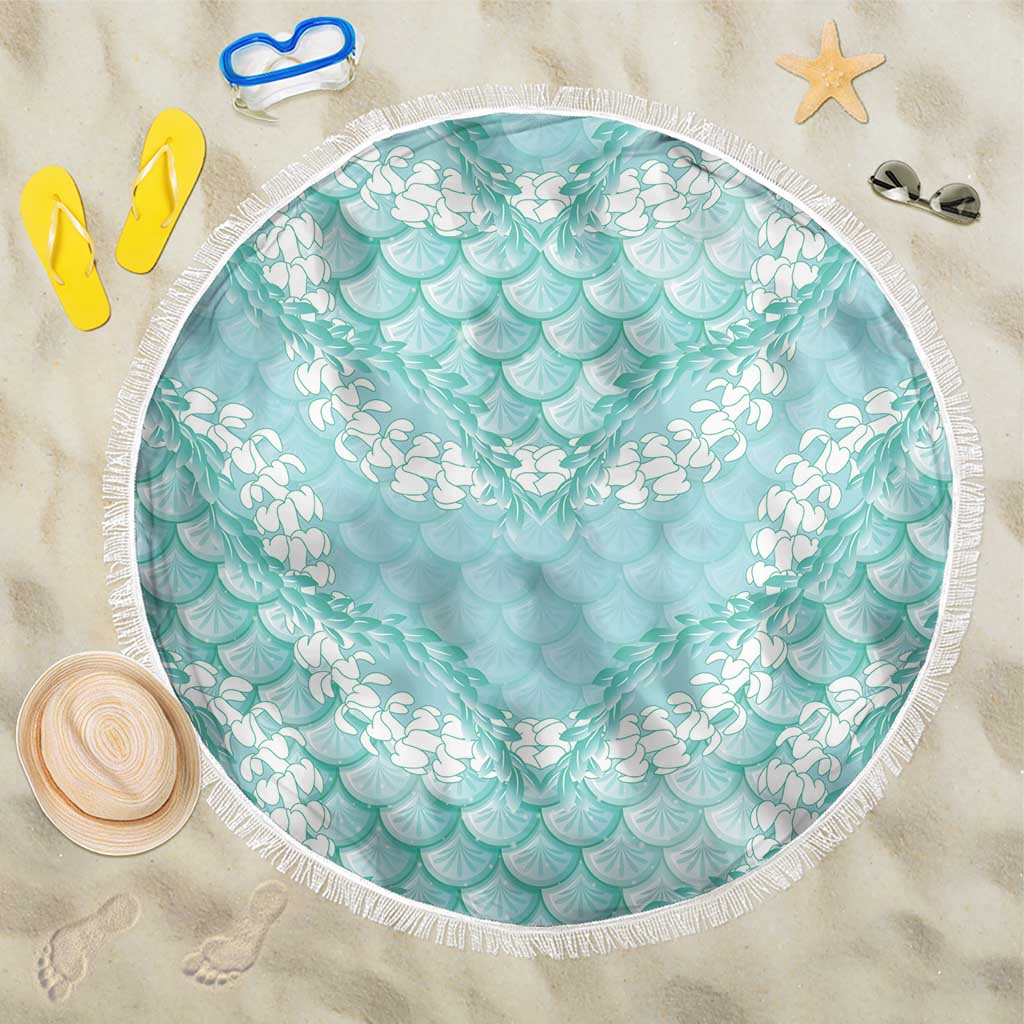 Light Turquoise Mermaid Puakenikeni Maile Lei Beach Blanket