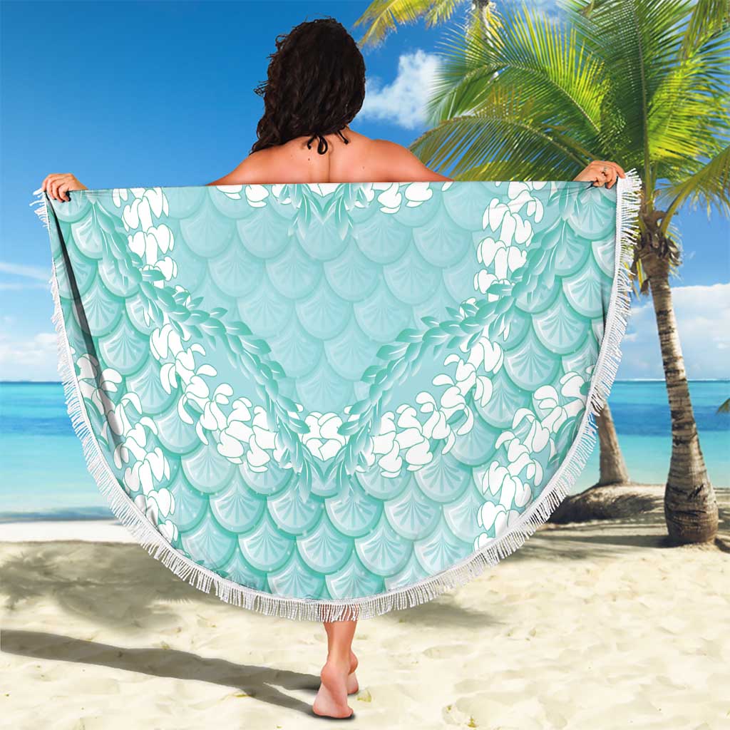 Light Turquoise Mermaid Puakenikeni Maile Lei Beach Blanket LT01 - Polynesian Pride