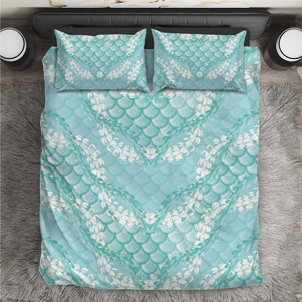 Light Turquoise Mermaid Puakenikeni Maile Lei Bedding Set LT01 Turquoise - Polynesian Pride