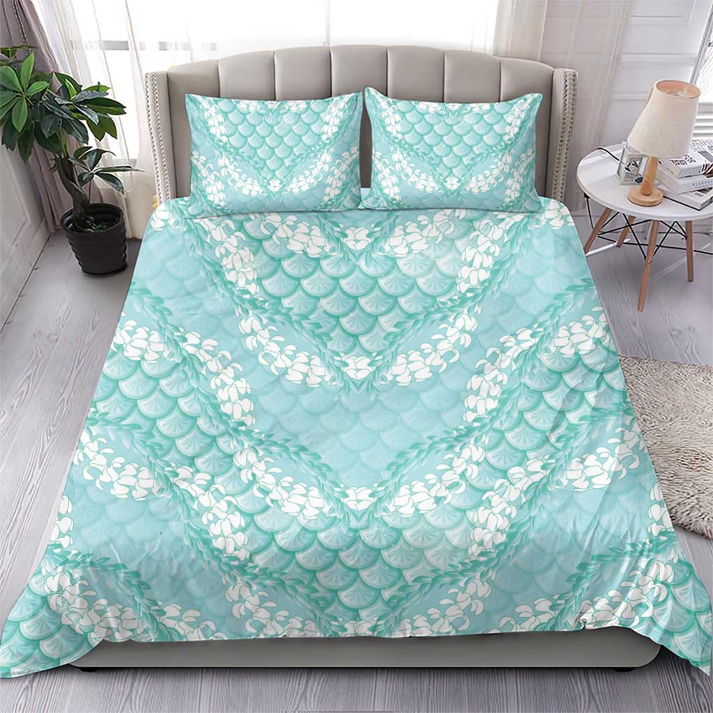 Light Turquoise Mermaid Puakenikeni Maile Lei Bedding Set LT01 - Polynesian Pride