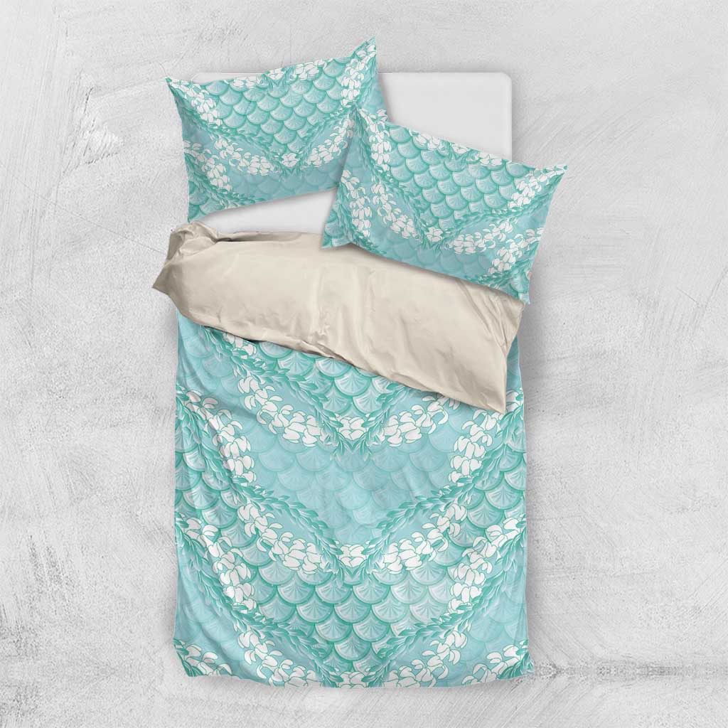 Light Turquoise Mermaid Puakenikeni Maile Lei Bedding Set LT01 US Twin 172cm x 218cm Turquoise - Polynesian Pride