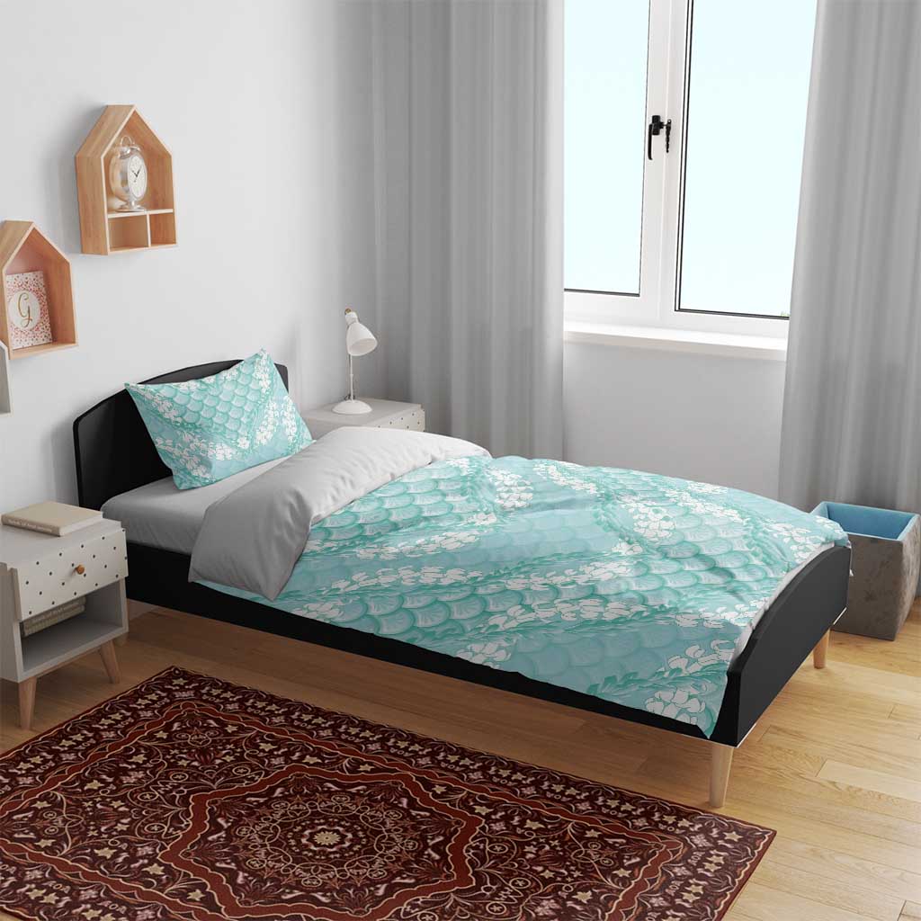 Light Turquoise Mermaid Puakenikeni Maile Lei Bedding Set LT01 - Polynesian Pride