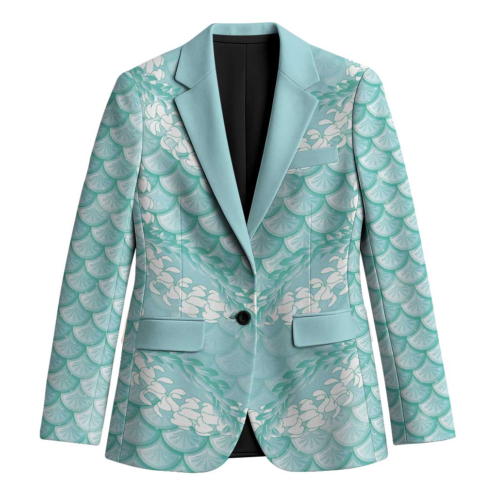 Light Turquoise Mermaid Puakenikeni Maile Lei Blazer LT01 Unisex Turquoise - Polynesian Pride