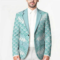 Light Turquoise Mermaid Puakenikeni Maile Lei Blazer LT01 - Polynesian Pride