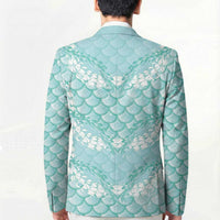 Light Turquoise Mermaid Puakenikeni Maile Lei Blazer LT01 - Polynesian Pride