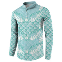 Light Turquoise Mermaid Puakenikeni Maile Lei Button Sweatshirt LT01 - Polynesian Pride