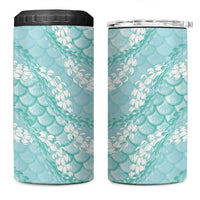 Light Turquoise Mermaid Puakenikeni Maile Lei 4 in 1 Can Cooler Tumbler LT01 One Size: 16 oz Turquoise - Polynesian Pride