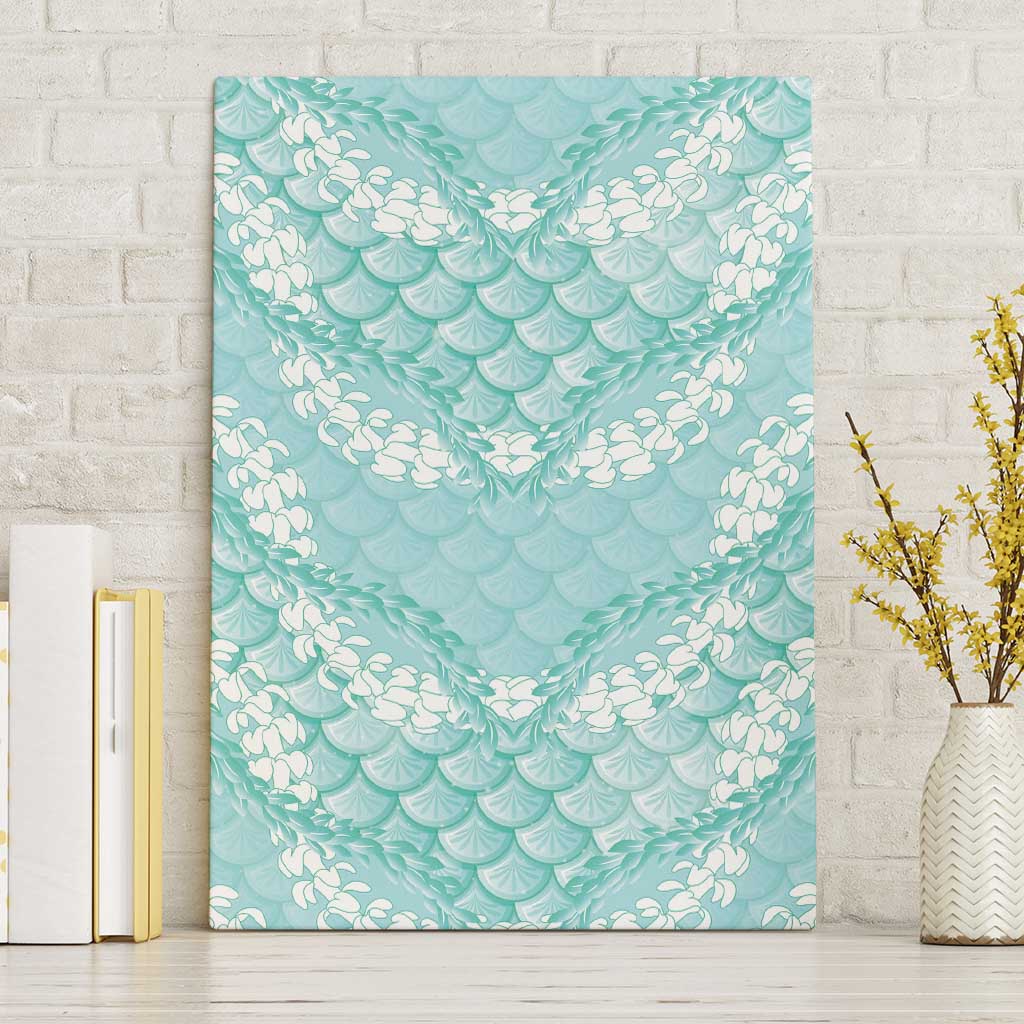 Light Turquoise Mermaid Puakenikeni Maile Lei Canvas Wall Art