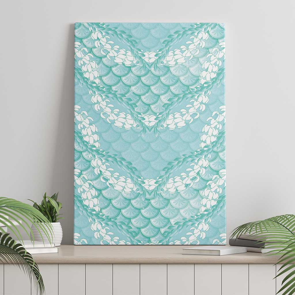 Light Turquoise Mermaid Puakenikeni Maile Lei Canvas Wall Art LT01 - Polynesian Pride
