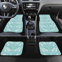 Light Turquoise Mermaid Puakenikeni Maile Lei Car Mats LT01 Set 4pcs Turquoise - Polynesian Pride