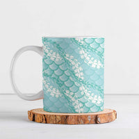 Light Turquoise Mermaid Puakenikeni Maile Lei Ceramic Mug LT01 Turquoise - Polynesian Pride