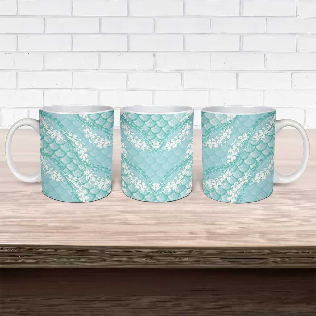 Light Turquoise Mermaid Puakenikeni Maile Lei Ceramic Mug LT01 - Polynesian Pride