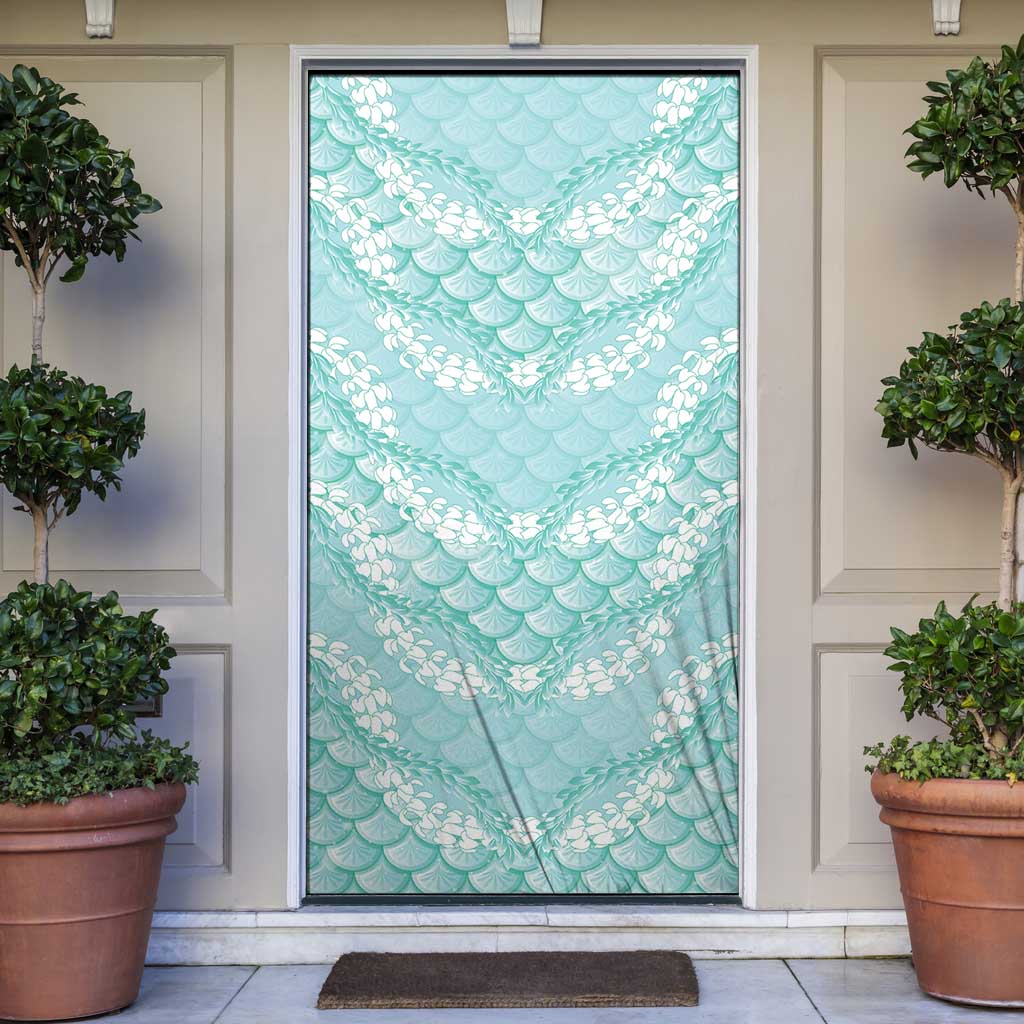 Light Turquoise Mermaid Puakenikeni Maile Lei Door Cover LT01 Turquoise - Polynesian Pride