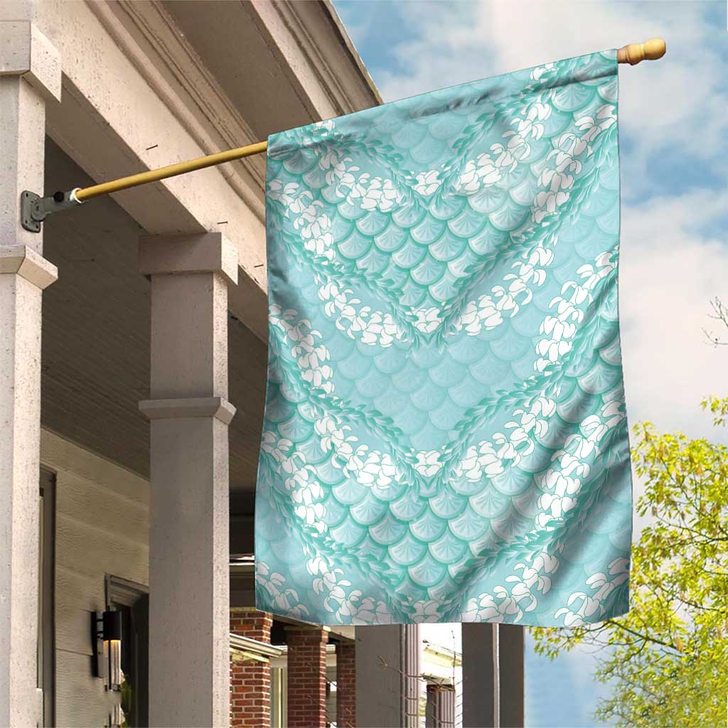 Light Turquoise Mermaid Puakenikeni Maile Lei Garden Flag LT01 House Flag Turquoise - Polynesian Pride