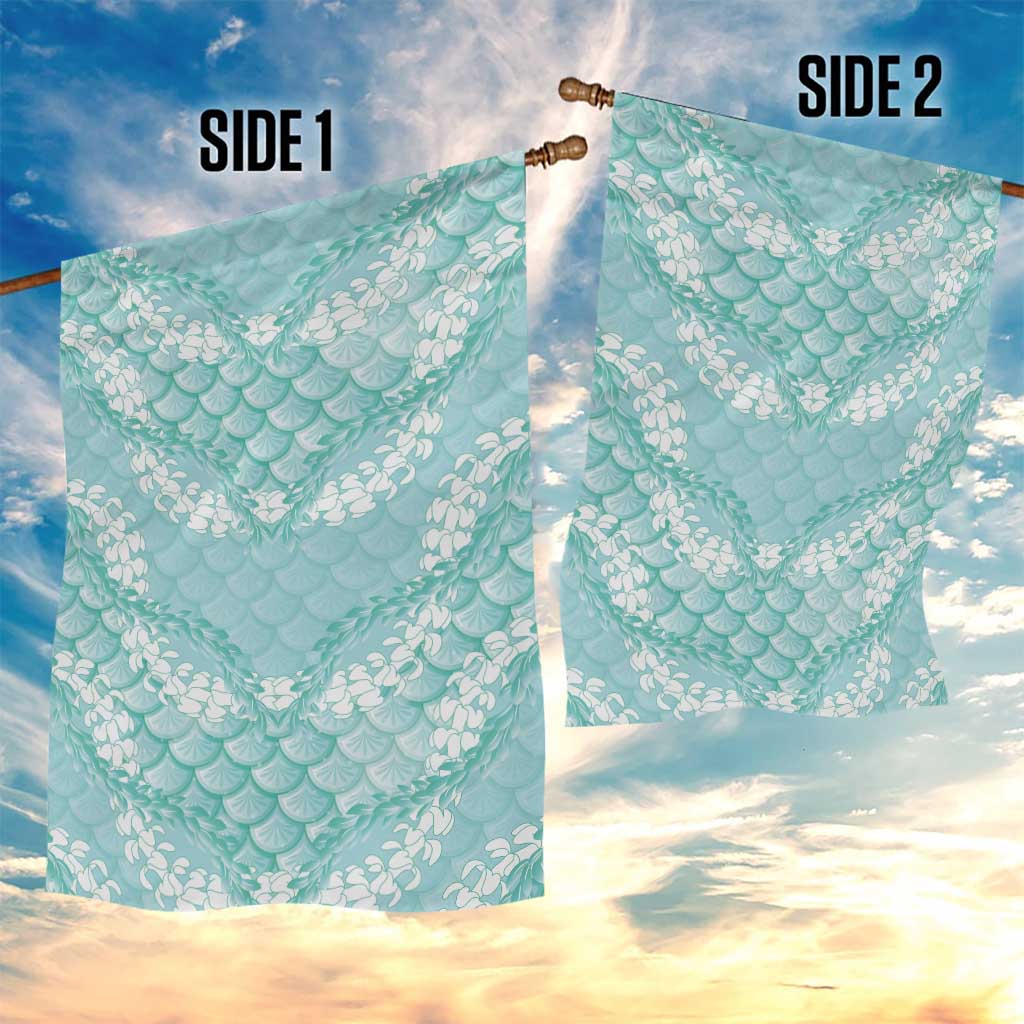 Light Turquoise Mermaid Puakenikeni Maile Lei Garden Flag LT01 - Polynesian Pride