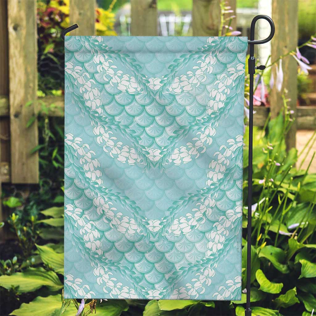 Light Turquoise Mermaid Puakenikeni Maile Lei Garden Flag LT01 Garden Flag Turquoise - Polynesian Pride