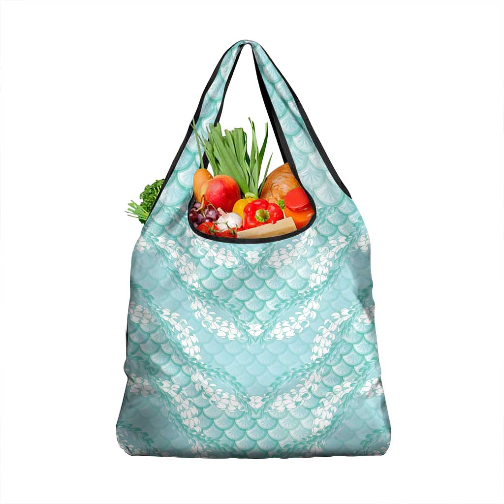 Light Turquoise Mermaid Puakenikeni Maile Lei Grocery Bag LT01 1-pack One Size Turquoise - Polynesian Pride