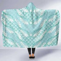Light Turquoise Mermaid Puakenikeni Maile Lei Hooded Blanket LT01 One Size Turquoise - Polynesian Pride