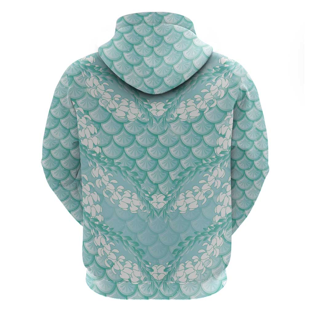 Light Turquoise Mermaid Puakenikeni Maile Lei Hoodie LT01 - Polynesian Pride