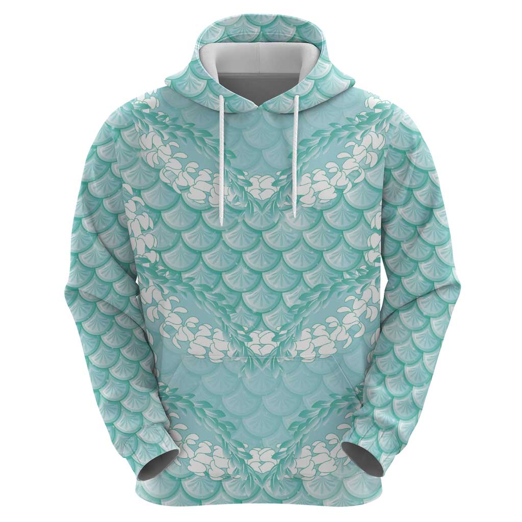 Light Turquoise Mermaid Puakenikeni Maile Lei Hoodie LT01 - Polynesian Pride