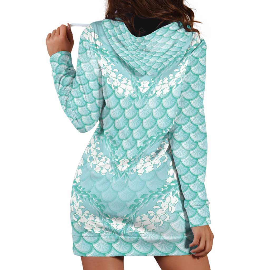 Light Turquoise Mermaid Puakenikeni Maile Lei Hoodie Dress LT01 - Polynesian Pride