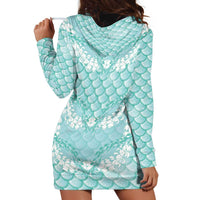 Light Turquoise Mermaid Puakenikeni Maile Lei Hoodie Dress LT01 - Polynesian Pride