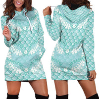 Light Turquoise Mermaid Puakenikeni Maile Lei Hoodie Dress LT01 - Polynesian Pride